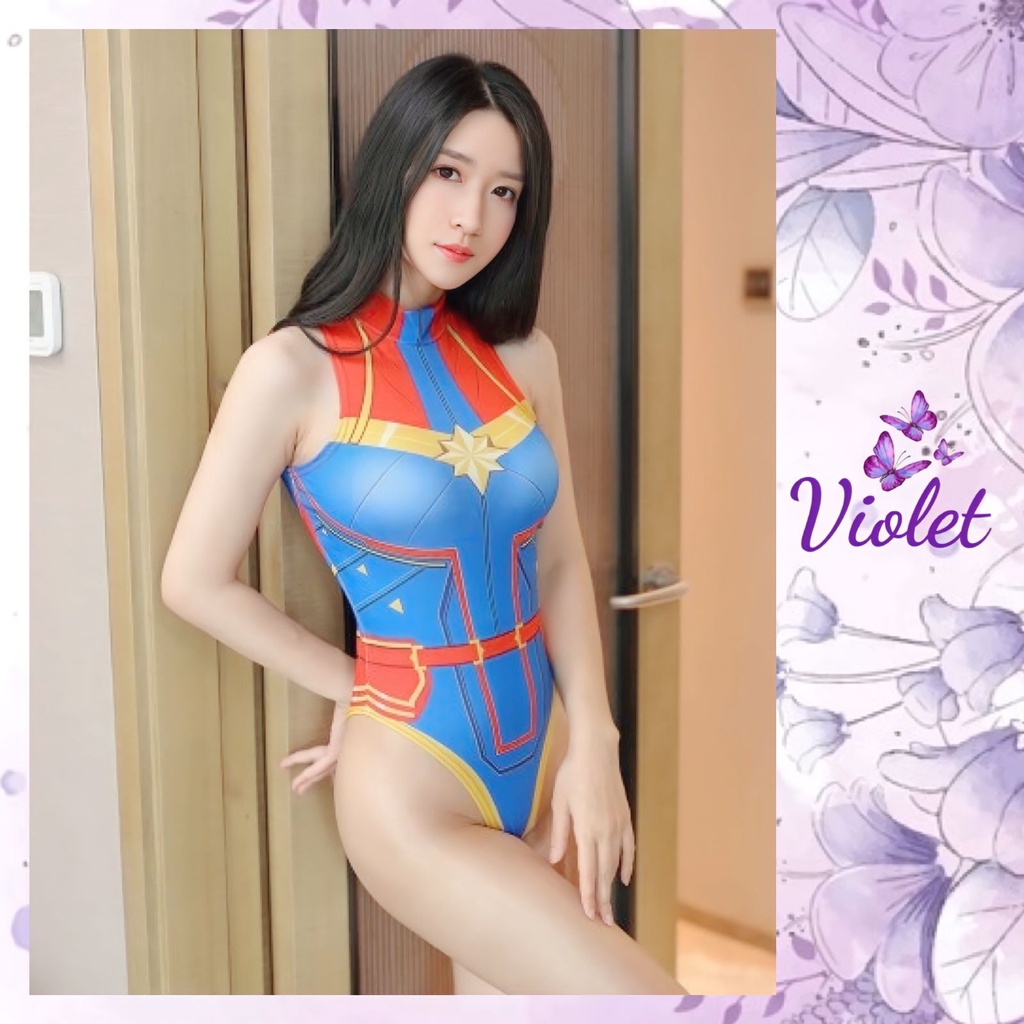 Jual Violet Lingerie Bodysuit Sexy Costume Cosplay Superhero Baju