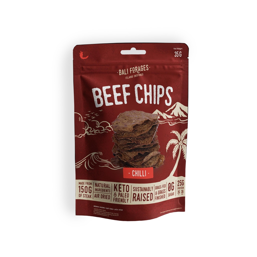 Jual Beef Chips Chili Crispy Bali Forages Keripik Daging Sapi Krispi