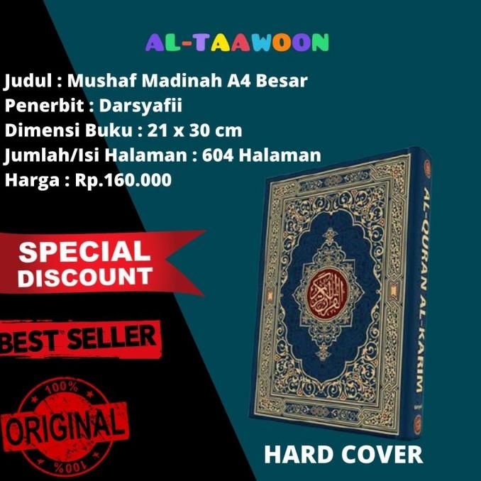 Jual Mushaf Madinah Al Quran Al Karim A4 Rasm Utsmani Besar Darsyafii