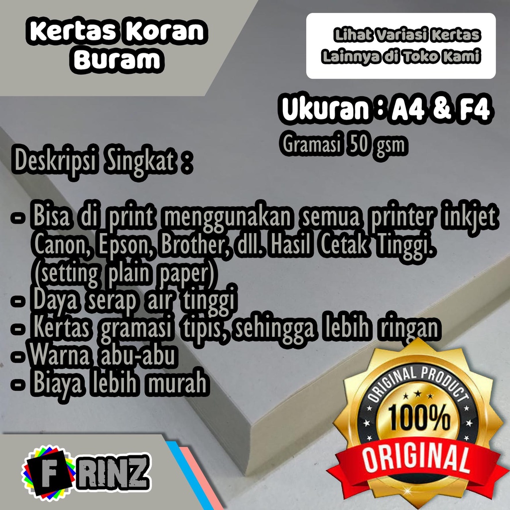 Jual Kertas Koran Buram F A Kertas Puyer Perkamen Coret Coretan