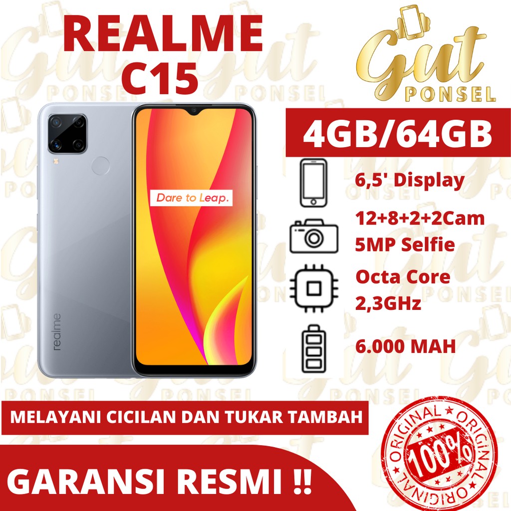 Jual REALME C15 4 64GB 4GB NEW RESMI PLANET HAPE SURABAYA Murah