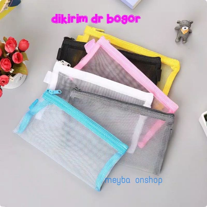 Jual Tempat Pensil Jaring Tempat Pensil Mesh Tempat Pensil Transparan