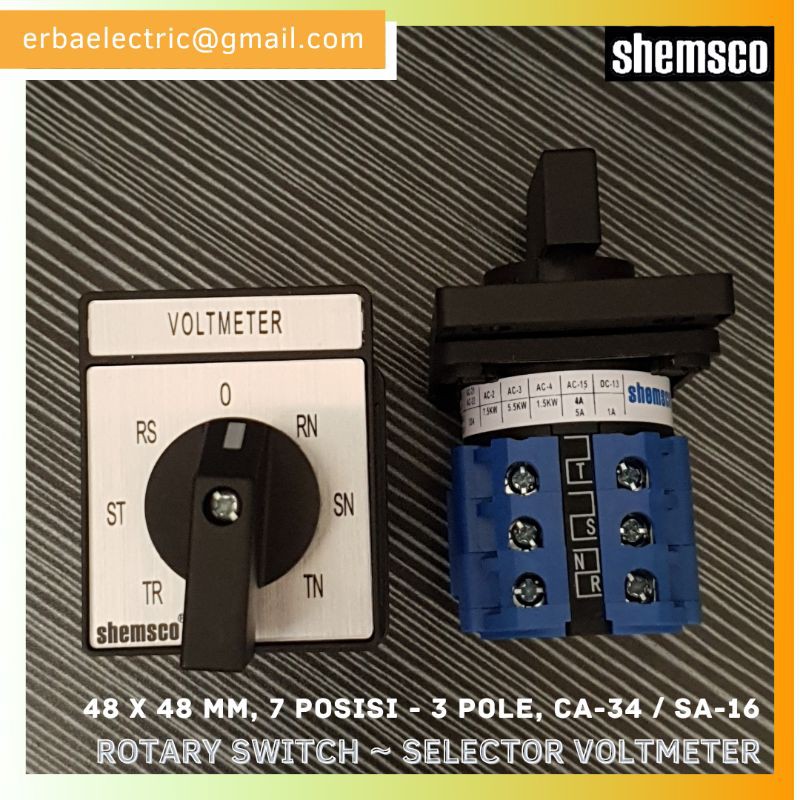 Jual Shemsco Selector Volt 7 Posisi 3 Pole CA 34 VOLTMETER CAM Rotary