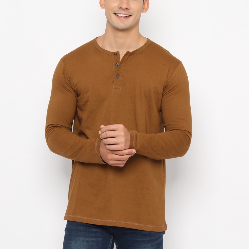 Jual Baju Kaos Polos Henley Kancing Lengan Panjang By Rava Premium