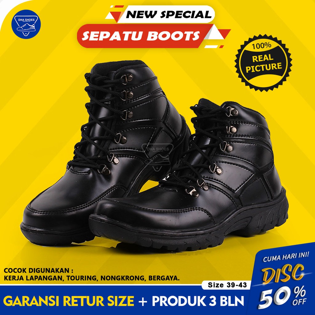 Jual Dha B Sepatu Boots Safety Ujung Besi Pria Spatu Boot Kerja Cowo