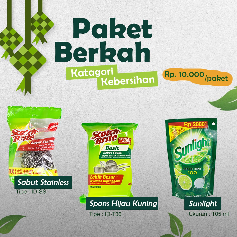 Jual Paket Spons Cuci Piring Bonus Sabun Cuci Piring Sunlight Scotch