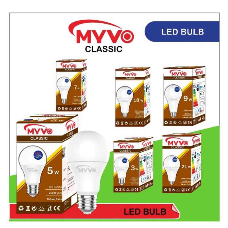 Jual Lampu LED Bulb MYVO Lampu Bohlam Terang Hemat Energi 5 7 9 12 15