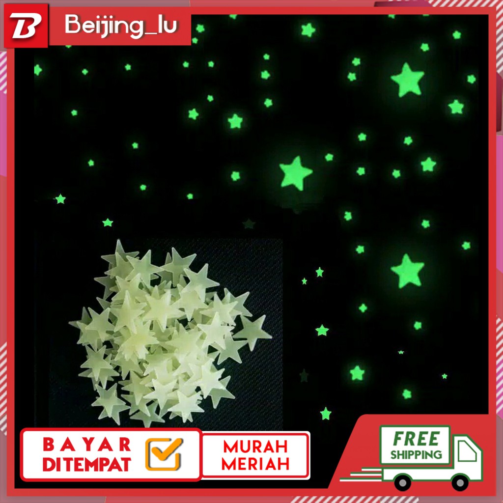 Jual Stiker Glow In The Dark Model Bintang Isi 100pcs Shopee Indonesia