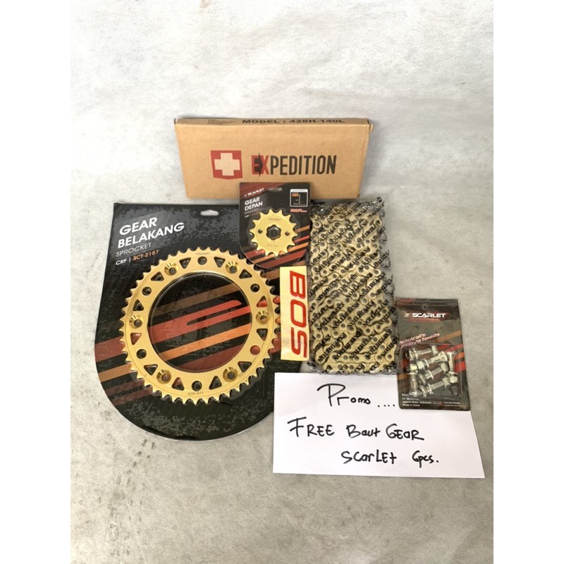 Jual Gear Set Crf Scarelt Rantai Gold Depan Belakang