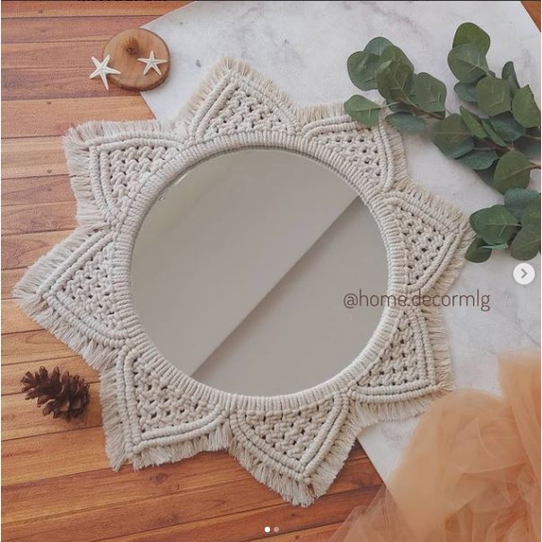 Jual Macrame Kaca Aesthetic Cermin Macrame Wall Hanging Dekorasi