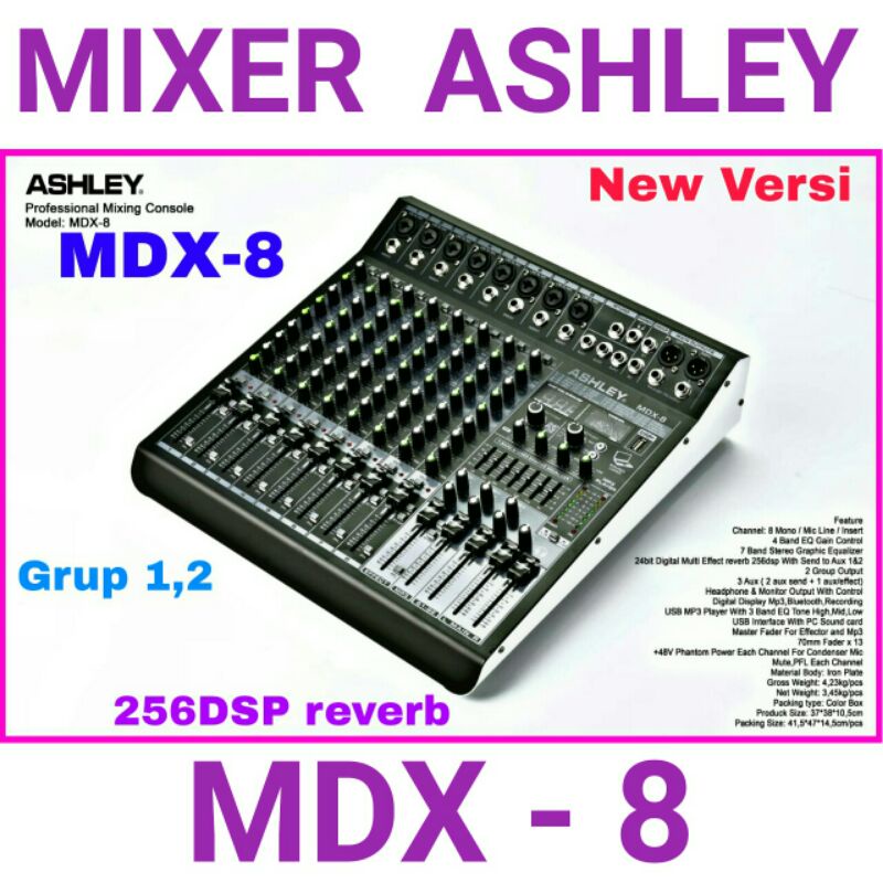 Jual MIXER ASHLEY MDX8 ORIGINAL MDX 8 MP3 BLUETOOTH RECORDING PC