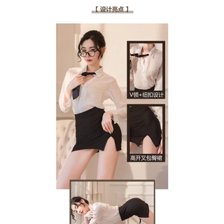 Jual CROWN Lingerie Sexy Hot Binal Cosplay Sekretaris Kemeja Rok