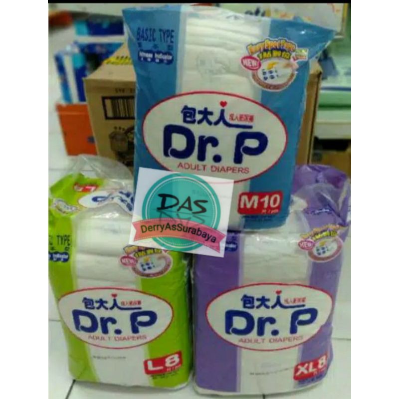 DR P ADULT DIAPERS BASIC M10 L8 XL8 PEMPES DEWASA PEREKAT