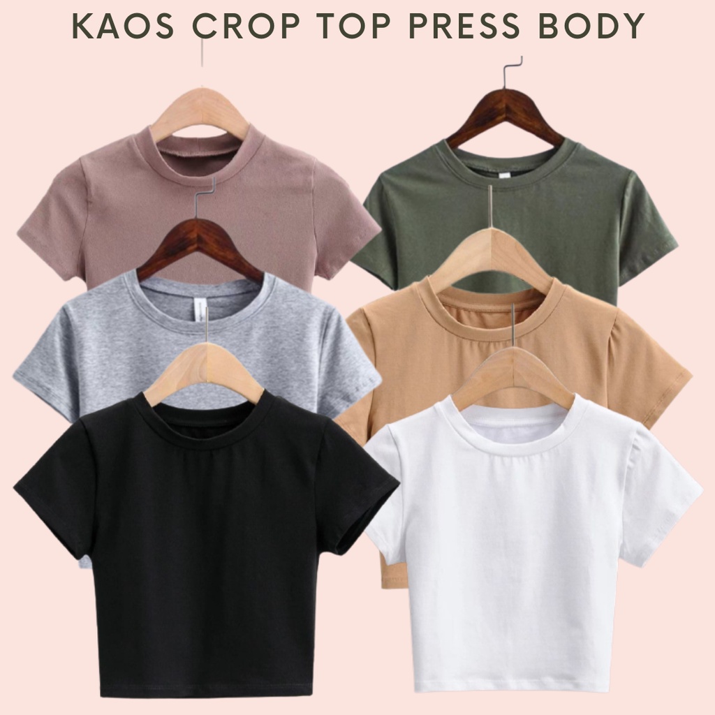 Jual Halwa Kaos Crop Top Polos Kaos Wanita Crop Tee Press Body S M L