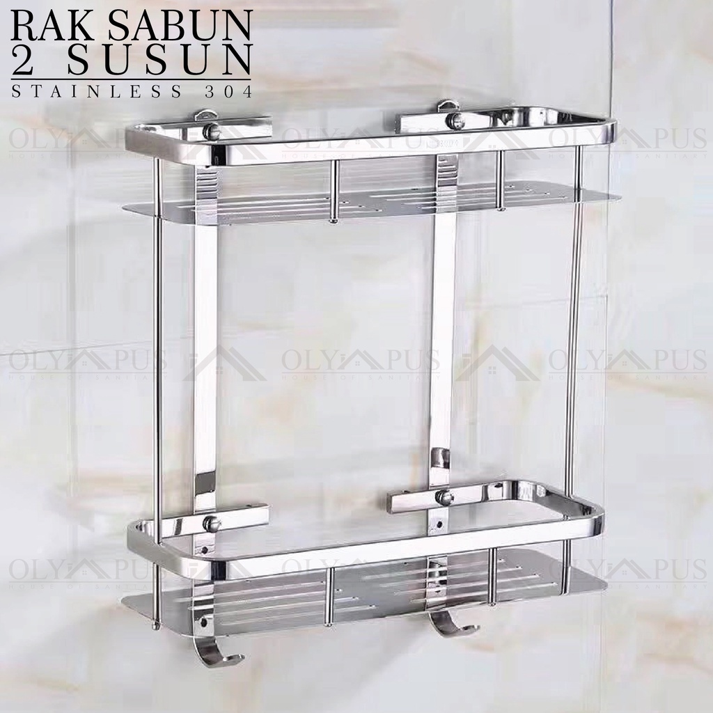 Jual SUS304 Rak 2 Susun Stainless Steel Tempat Sabun Sampo Kamar Mandi