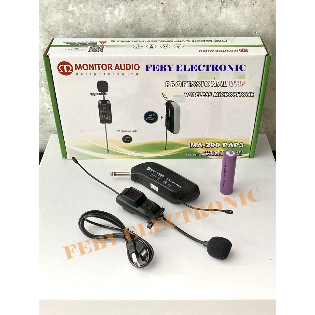 Jual Mic Wireless Clip On Jepit Monitor Audio MA 200 PAP 3 Mic Bukan