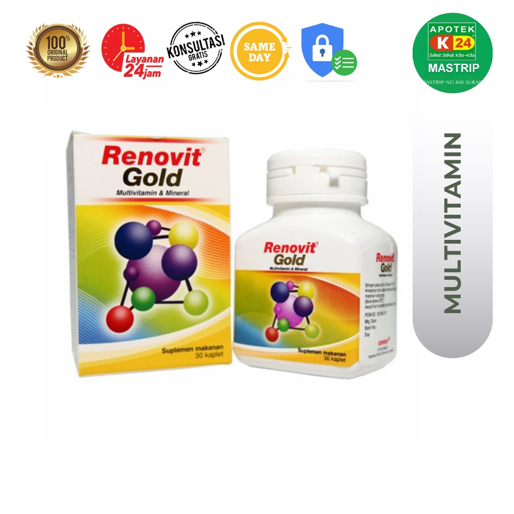 Jual Renovit Gold Multivitamin Mineral Botol Kaplet Kandungan