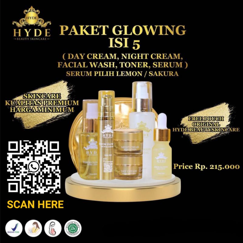 Jual Hyde Beauty Skincare Paket Glowing Isi Free Pouch Original