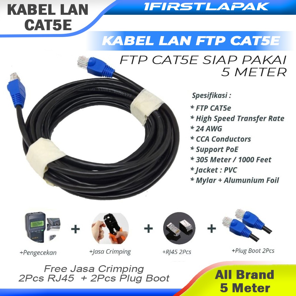 Jual Kabel Lan Cat E Meter Rj Utp Stp Ftp Cat E Outdoor Cca