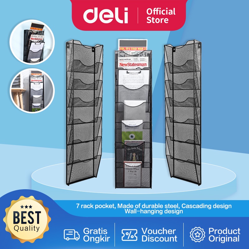 Jual Deli Hanging Magazine Rack Rak Majalah Koran Gantung Kantor 7