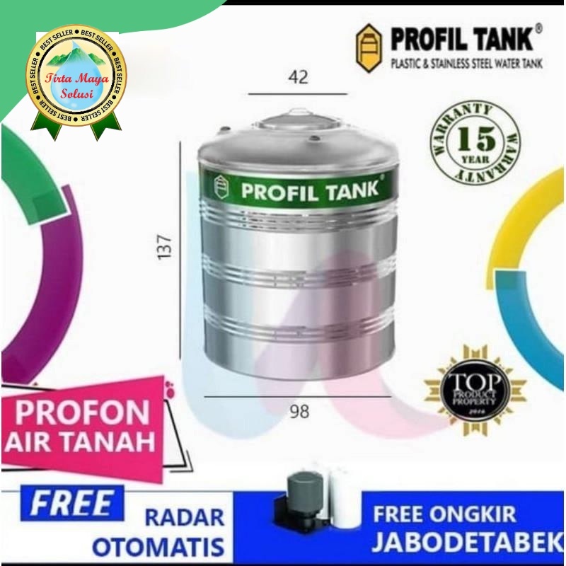 Jual Tangki Air 1100 Liter Toren Air Stainles Profil Tank PS1100 D