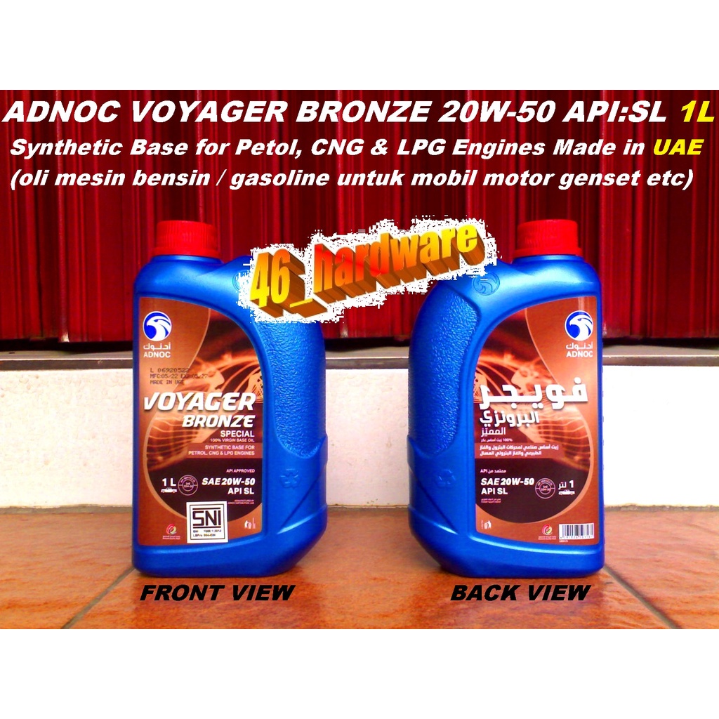 Jual ADNOC VOYAGER BRONZE 20W50 20W 50 Synthetic Base OLI MESIN BENSIN