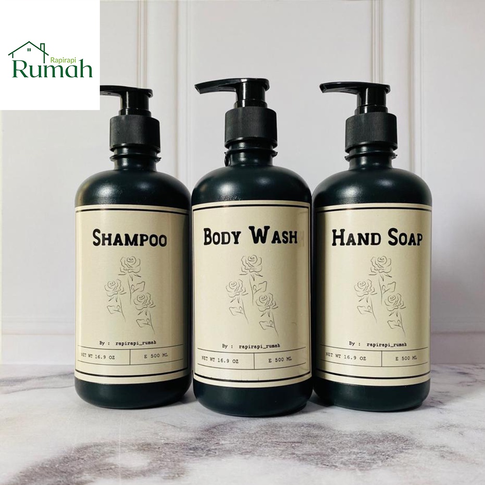 Jual Botol Sabun Isi Ulang Pump Hitam Vintage Body Wash Shampoo