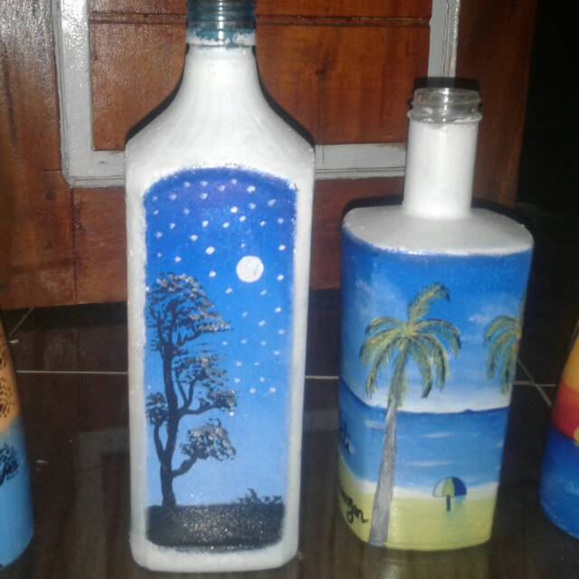 Jual Vas Bunga Lukis Botol Kaca Dan Lukisan Siluet Dari Kayu Shopee