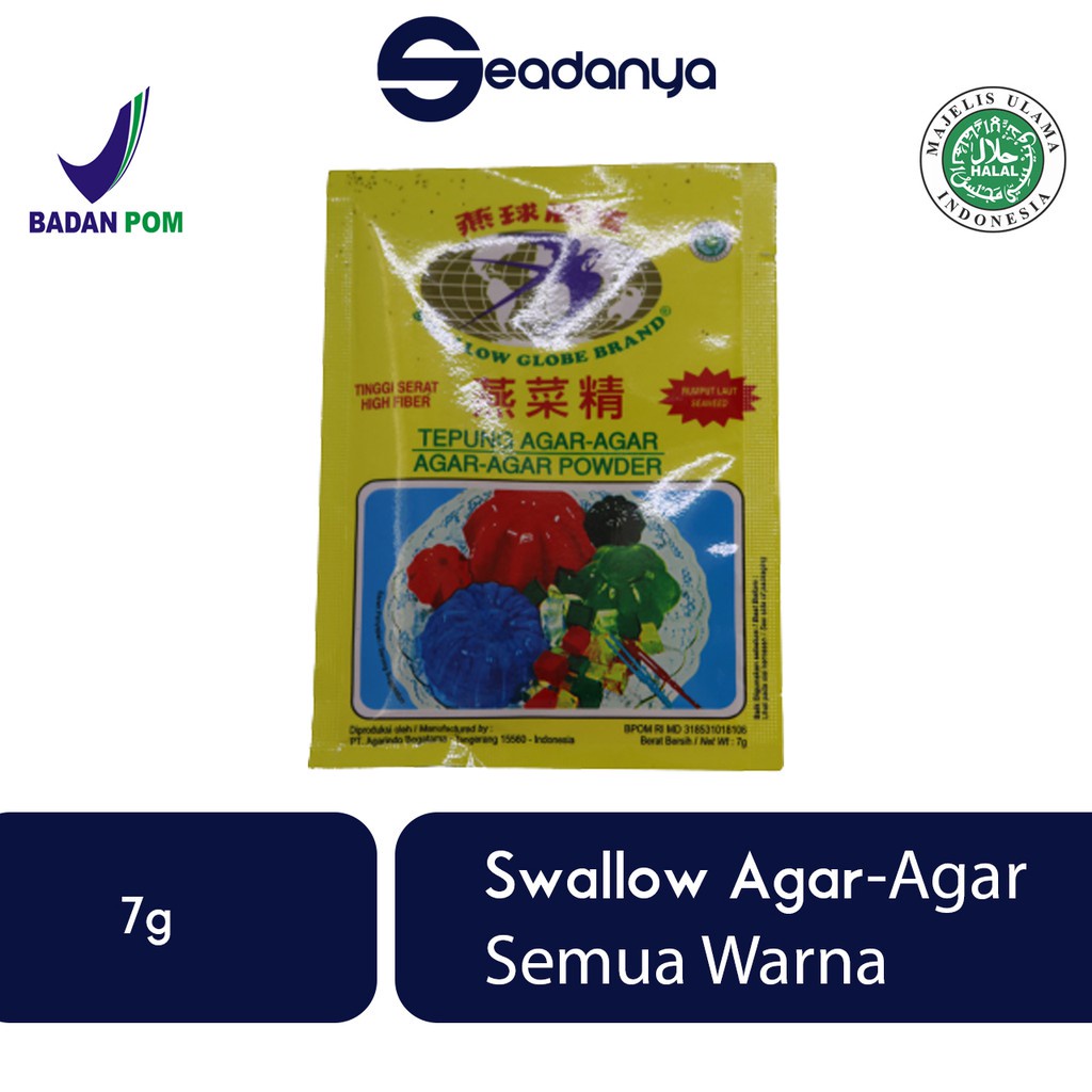 Jual Swallow Tepung Agar Agar Powder Per Sachet 7g Halal MUI BPOM