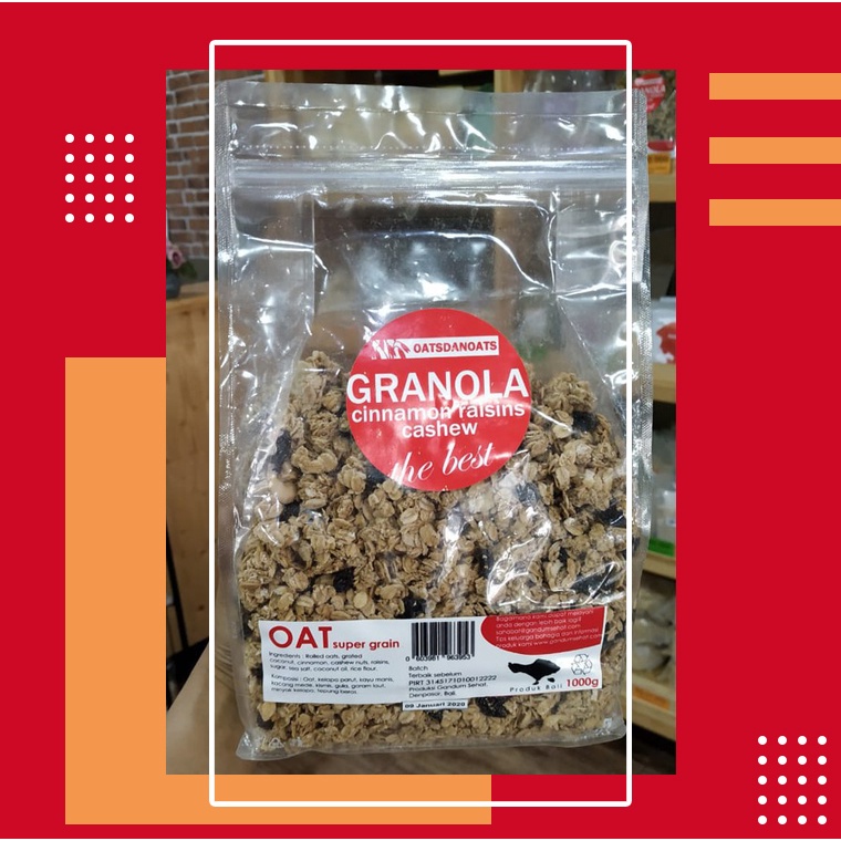 Jual NATURAL GRANOLA 1KG CINNAMON RAISIN AND CASHEW OATSDANOATS CEMILAN