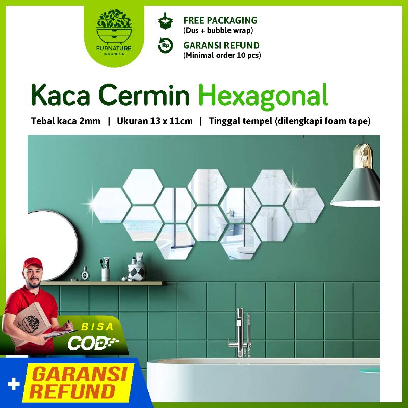 Jual Kaca Cermin Hexagonal Cm Dan Cm Asli Kaca Mm Kaca Dinding