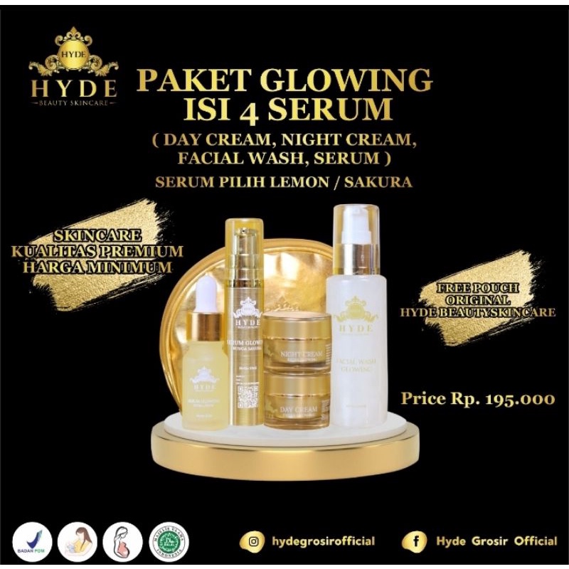 Jual HYDE BEAUTY SKINCARE PAKET GLOWING ISI 4 FREE POUCH Shopee