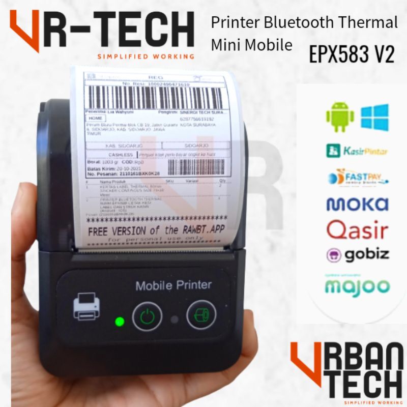 Jual PRINTER BLUETOOTH THERMAL 58MM EPX583 V2 CETAK RESI SHOPEE DAN