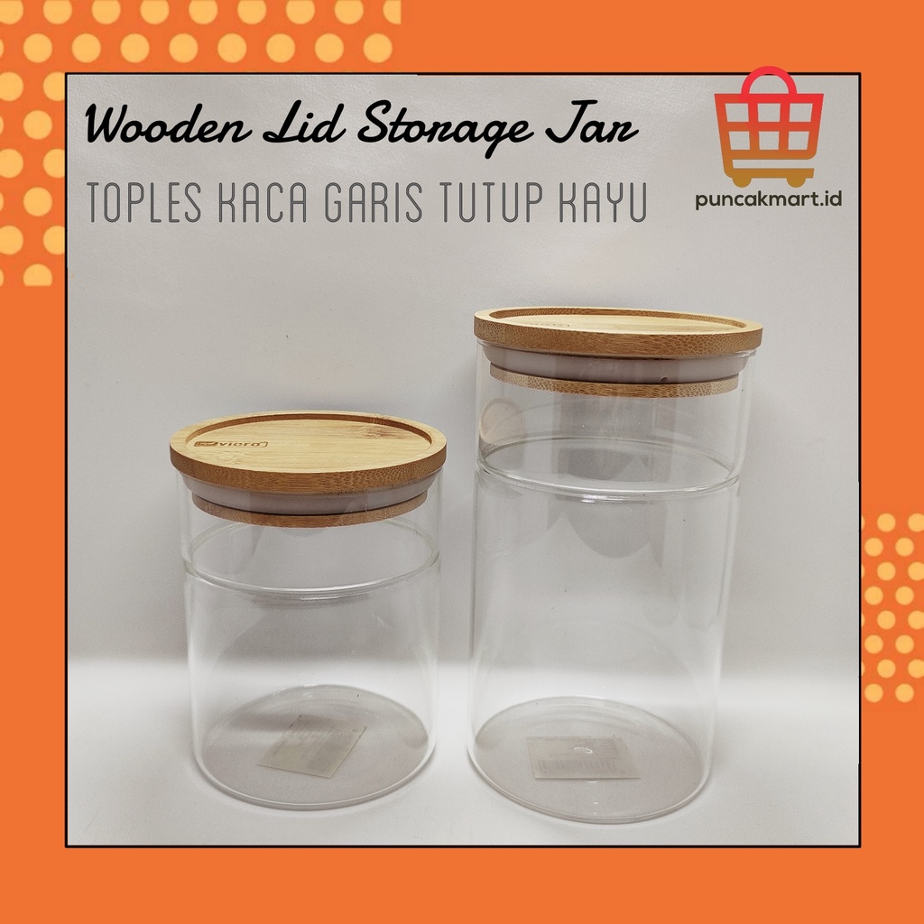 Jual Toples Kaca Bulat Motif Tutup Kayu Kedap Udara Toples Bumbu