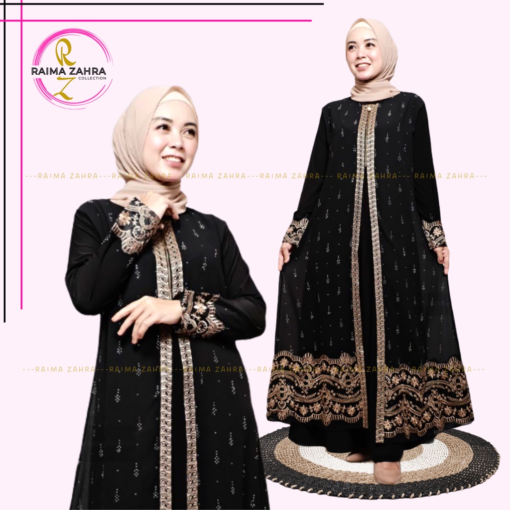 Jual Abaya Turkey Hitam Mewah Rz Bahan Jersey Mix Ceruty Kombinasi