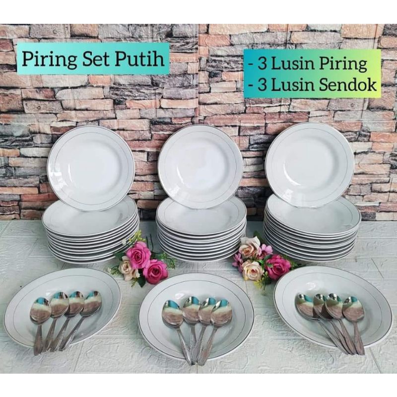 Jual Paket Piring 3 Lusin Piring Set Free Sendok Makan Shopee Indonesia