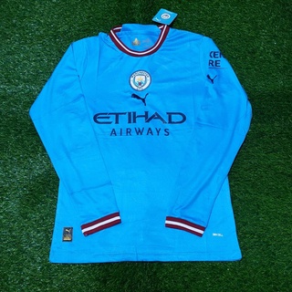 Jual Jersey Baju Sepak Bola Lengan Panjang Longsleeve ManCITY Home 2022