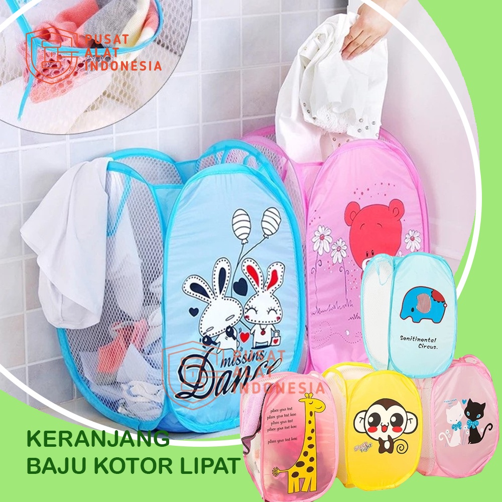 Jual Keranjang Baju Kotor Lipat U Jaring Karakter Kartun Laundry Bag