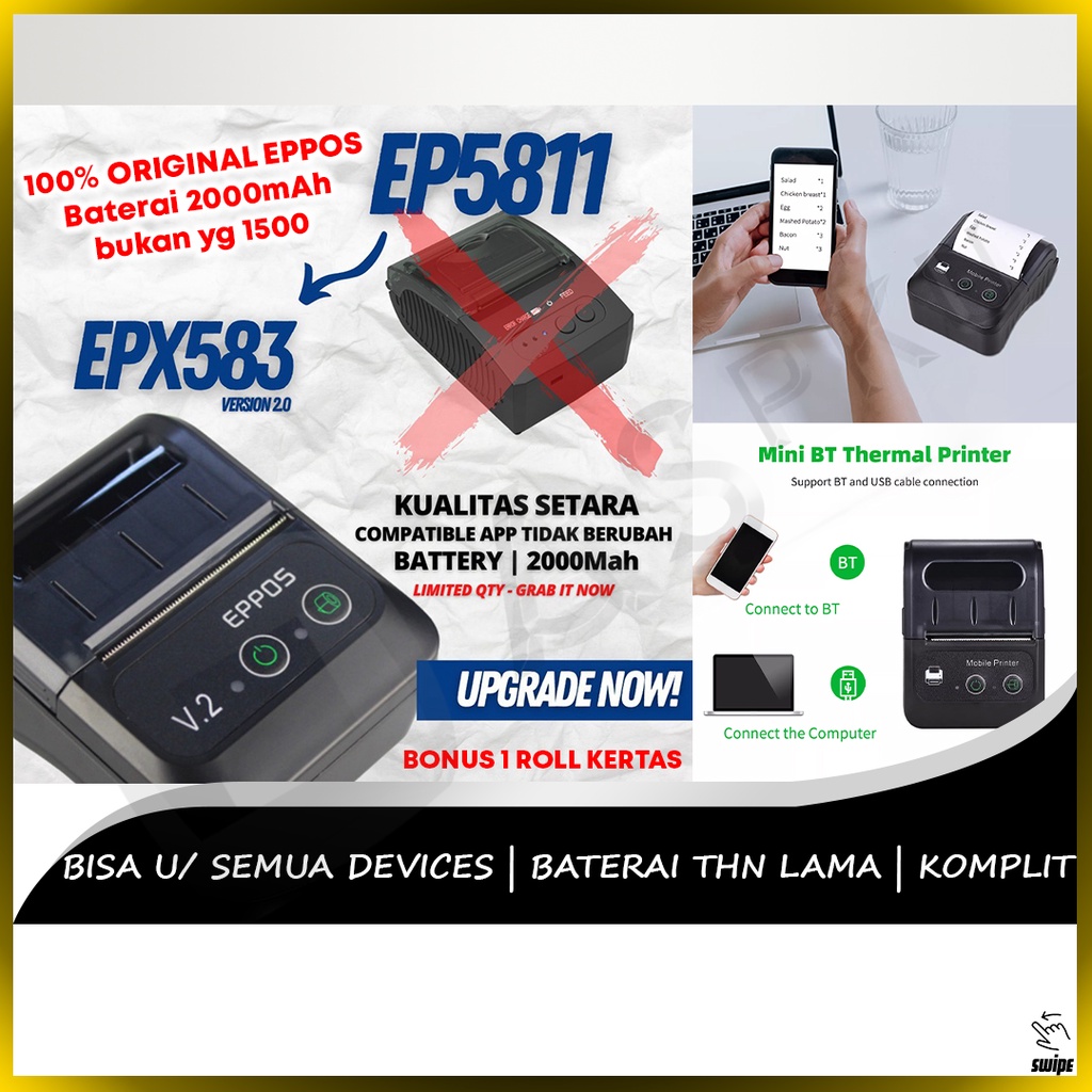 Jual Printer Bluetooth EPPOS EPX583 V2 ORIGINAL Print Kertas Scanner