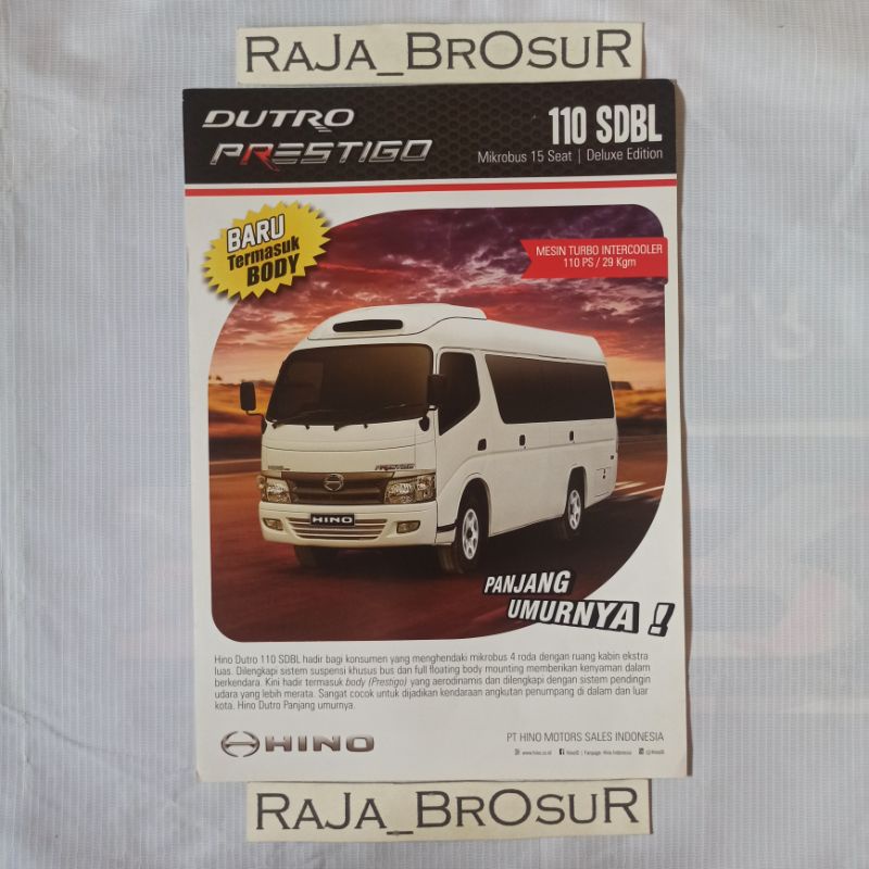 Jual Poster Brosur Hino 300 Series Dutro Prestigo 110 SDBL Mikrobus 15