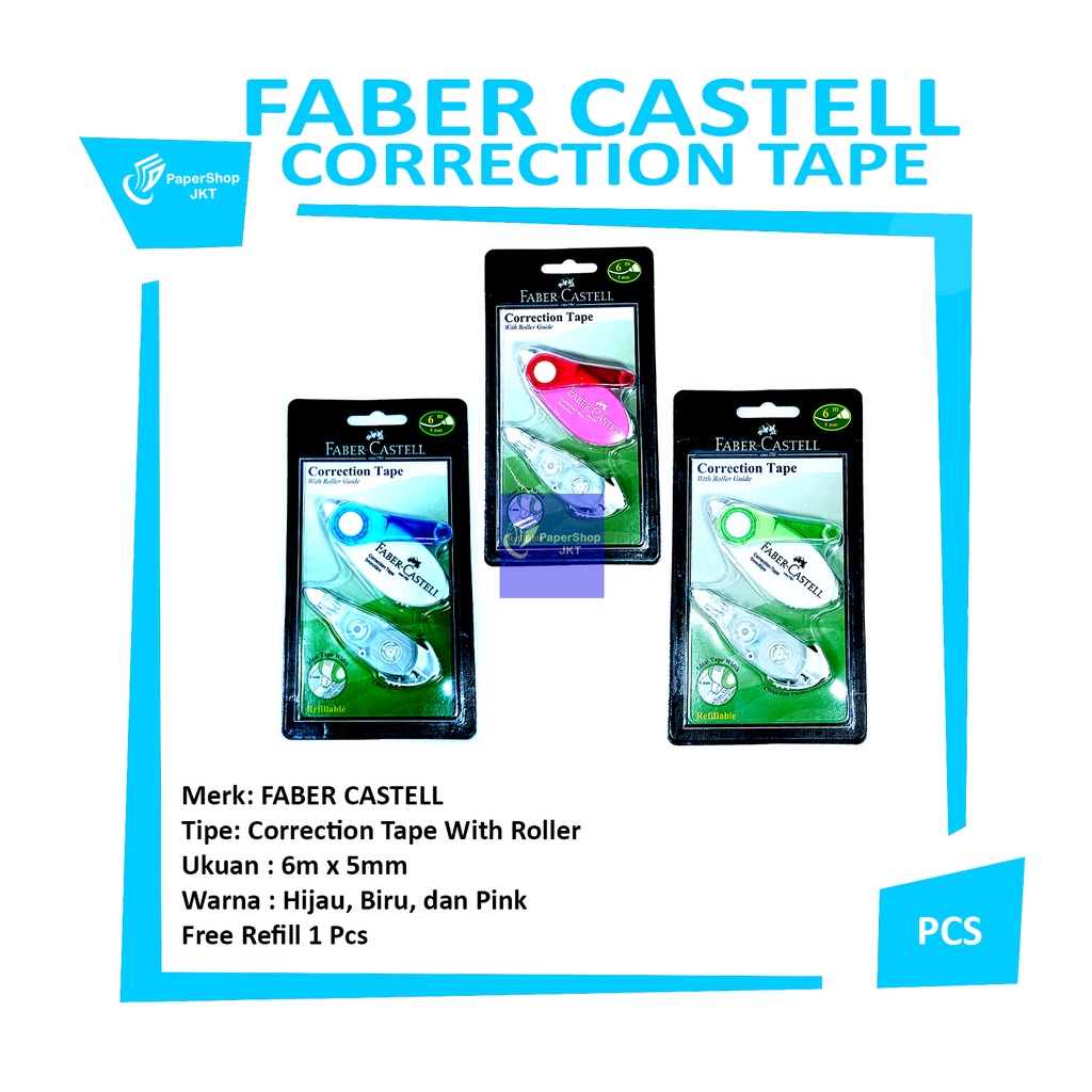 Jual Faber Castell Correction Tape Sr With Roller Guide Mm X M