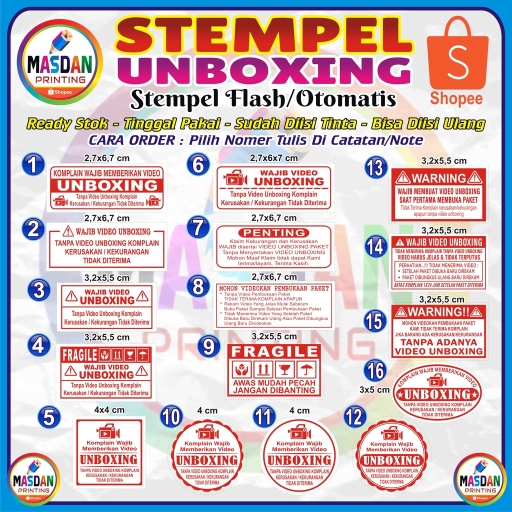 Jual STEMPEL UNBOXING STEMPEL FLASH OTOMATIS Shopee Indonesia