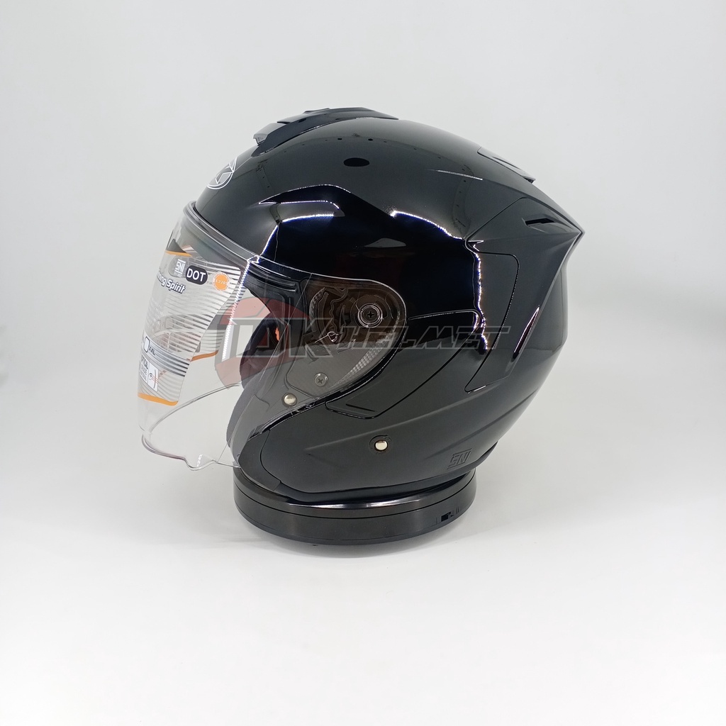 Jual Helm Half Face Ink Dynamic Solid Black Glossy Metallic Hitam