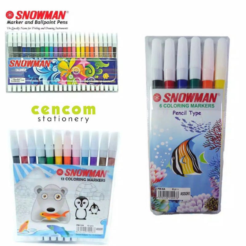 Jual Snowman Spidol 6 12 24 Warna Spidol Warna Snowman 24 Shopee