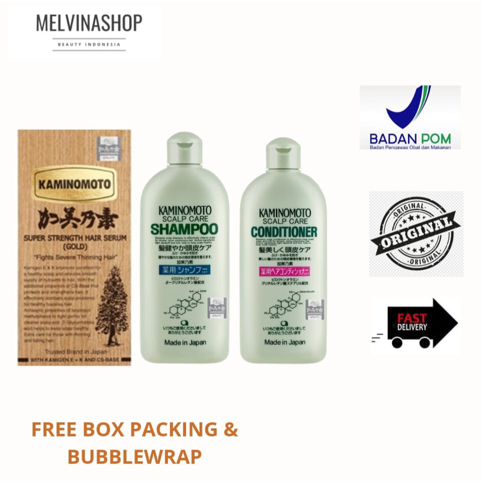 Jual Bundling Kaminomoto Hair Tonic Gold Shampoo Conditioner