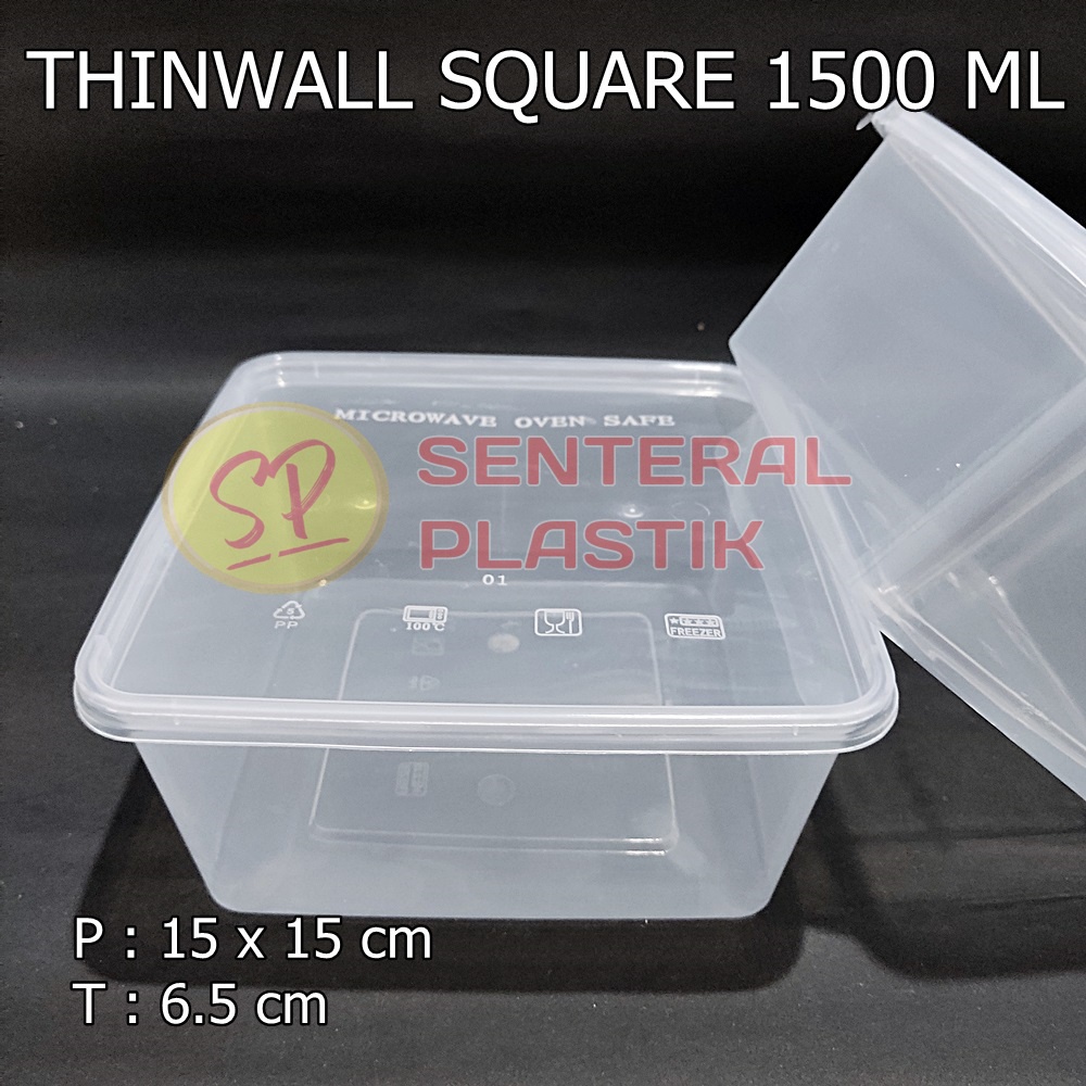 Jual Thinwall Kotak DM 1500 ML SQ Kotak Makanan Plastik Shopee