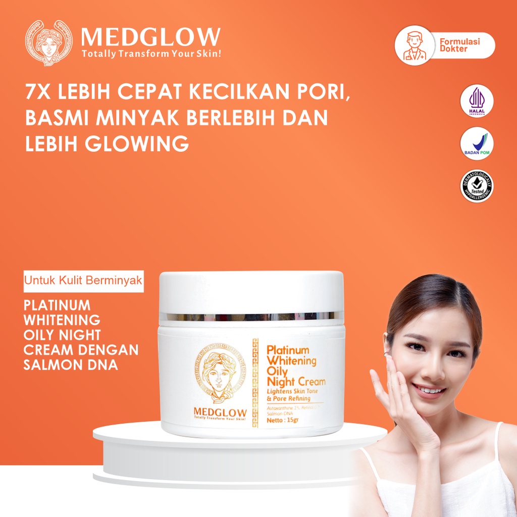 Jual MEDGLOW CLINIC Platinum Whitening Oily Salmon DNA Night Cream