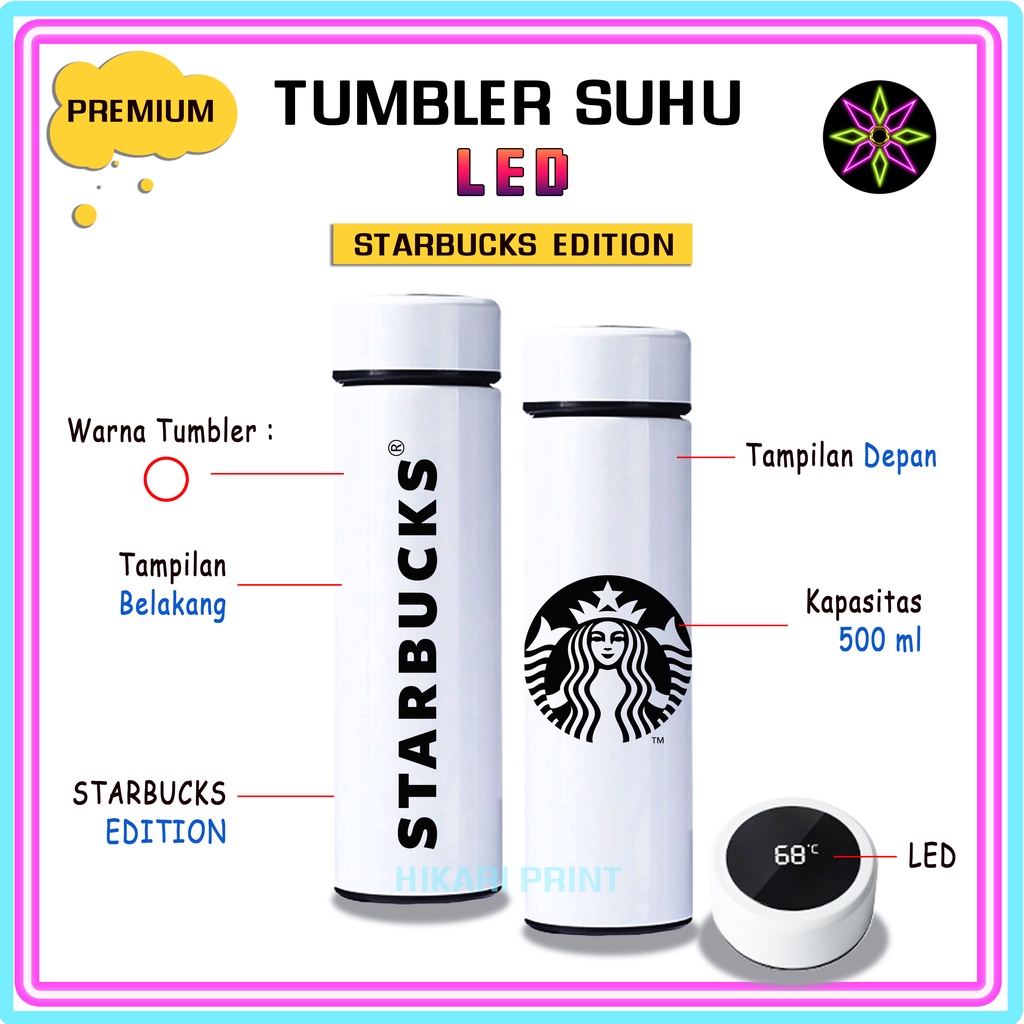 Jual Hikari Print TUMBLER STARBUKS ORIGINAL BOTOL MINUM STAINLESS 500ML