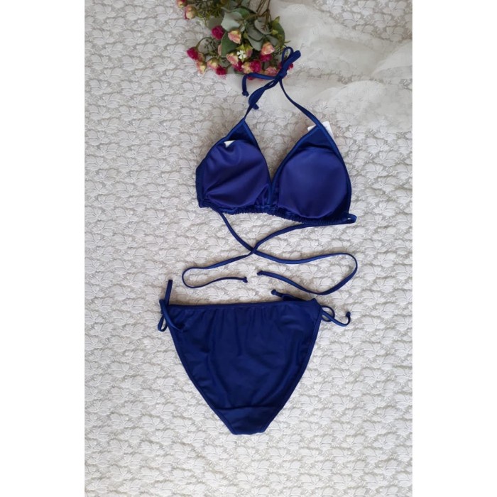 Jual Bikini Bk R Deep Blue Bikini Pantai Segitiga Ikat With Foam