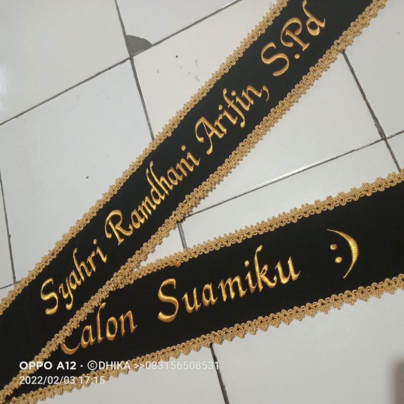 Jual Selempang Wisuda Renda Bordir Depan Belakang Bolak Balik